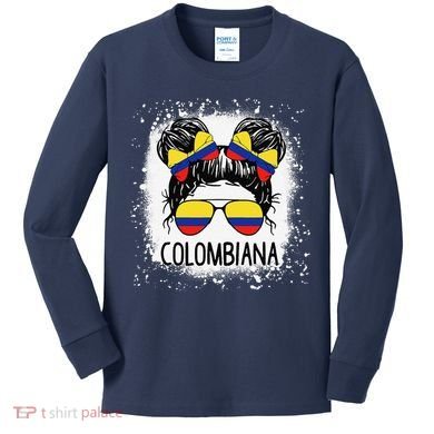 Colombian Messy Bun Patriotic Colombia Pride Kids Long Sleeve Shirt