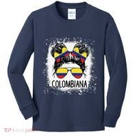 Colombian Messy Bun Patriotic Colombia Pride Kids Long Sleeve Shirt thumb 0