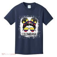Colombian Messy Bun Patriotic Colombia Pride Kids T-Shirt thumb 0