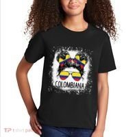 Colombian Messy Bun Patriotic Colombia Pride Kids T-Shirt thumb 2