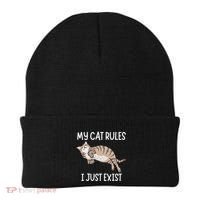 Cute My Cat Clothing My Cat Rules I Just Exist Beanie thumb 0