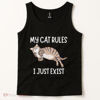 Cute My Cat Clothing My Cat Rules I Just Exist Tank Top thumb 2