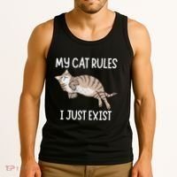 Cute My Cat Clothing My Cat Rules I Just Exist Tank Top thumb 3