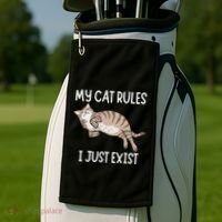 Cute My Cat Clothing My Cat Rules I Just Exist Golf Towel thumb 2