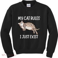 Cute My Cat Clothing My Cat Rules I Just Exist Kids Sweatshirt thumb 0