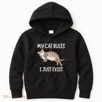 Cute My Cat Clothing My Cat Rules I Just Exist Kids Hoodie thumb 0