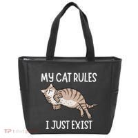 Cute My Cat Clothing My Cat Rules I Just Exist Tote Bag thumb 0