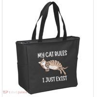 Cute My Cat Clothing My Cat Rules I Just Exist Tote Bag thumb 2