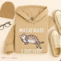 Cute My Cat Clothing My Cat Rules I Just Exist Hoodie thumb 4