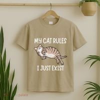 Cute My Cat Clothing My Cat Rules I Just Exist T-Shirt thumb 2