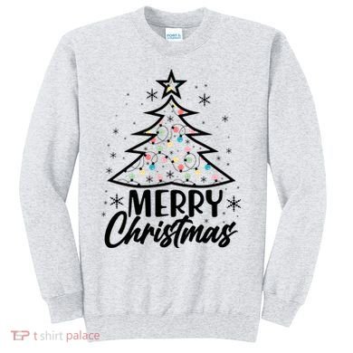 Cute Merry Christmas Tree Outline Sweatshirt