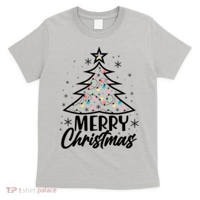 Cute Merry Christmas Tree Outline T-Shirt