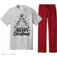 Cute Merry Christmas Tree Outline Pajama Set thumb 0