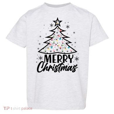 Cute Merry Christmas Tree Outline Toddler T-Shirt