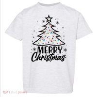 Cute Merry Christmas Tree Outline Toddler T-Shirt thumb 0