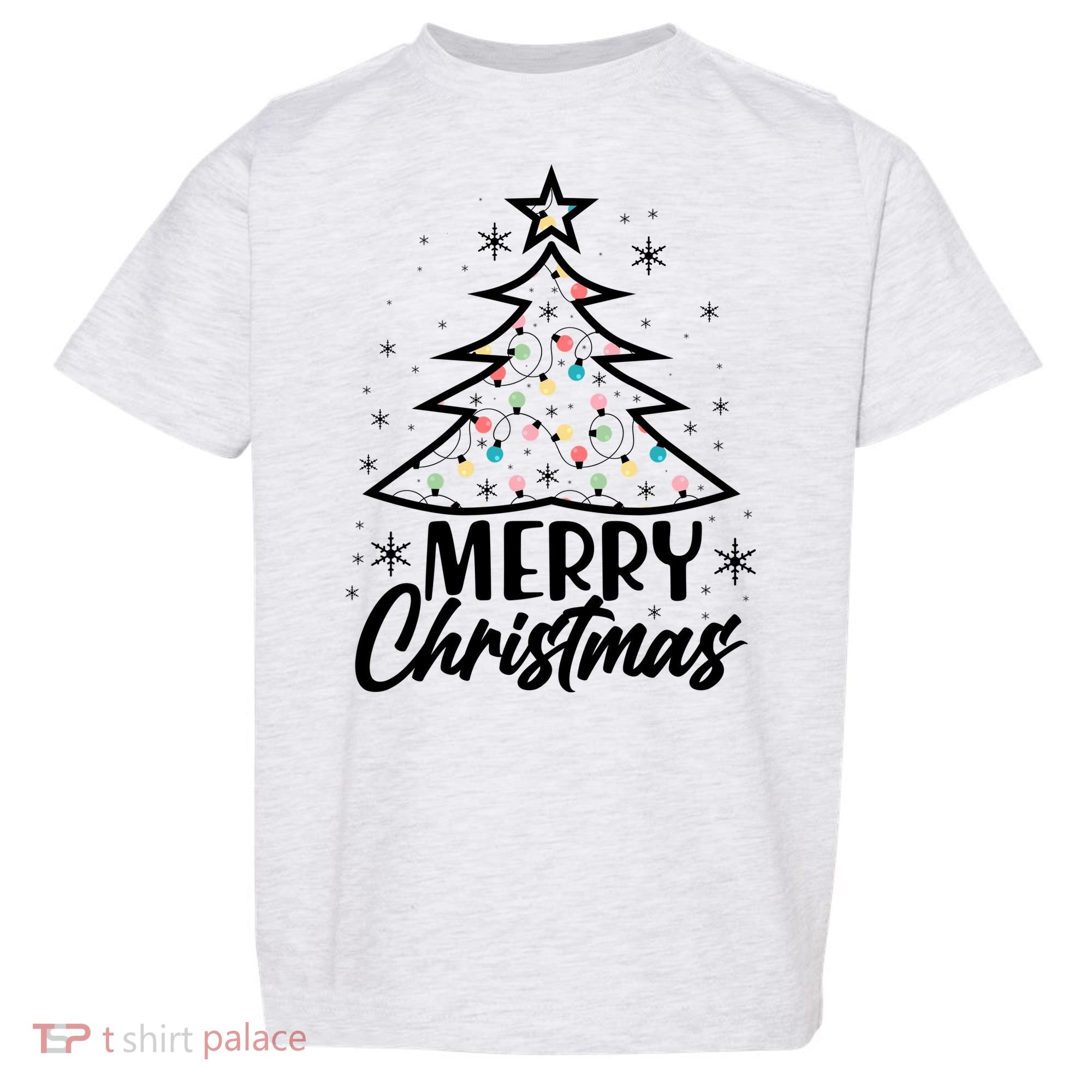 Cute Merry Christmas Tree Outline Toddler T-Shirt