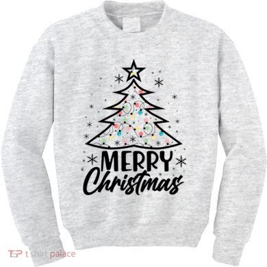 Cute Merry Christmas Tree Outline Kids Sweatshirt