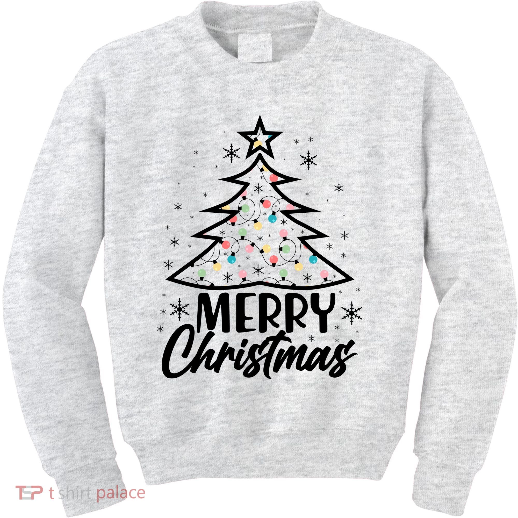 Cute Merry Christmas Tree Outline Kids Sweatshirt