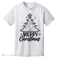 Cute Merry Christmas Tree Outline Kids T-Shirt thumb 0