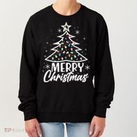 Cute Merry Christmas Tree Outline Women's Sweatshirt thumb 0
