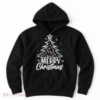 Cute Merry Christmas Tree Outline Hoodie thumb 0