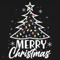 Cute Merry Christmas Tree Outline Button thumb 1