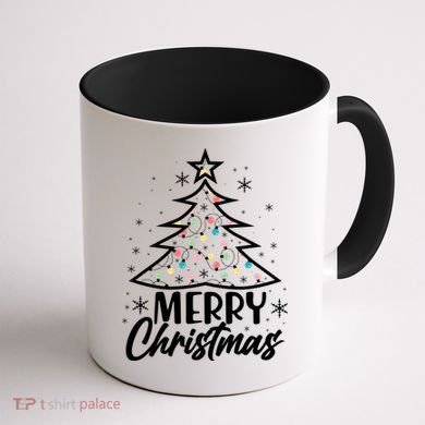 Cute Merry Christmas Tree Outline Coffee Mug back