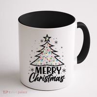 Cute Merry Christmas Tree Outline Coffee Mug thumb 1