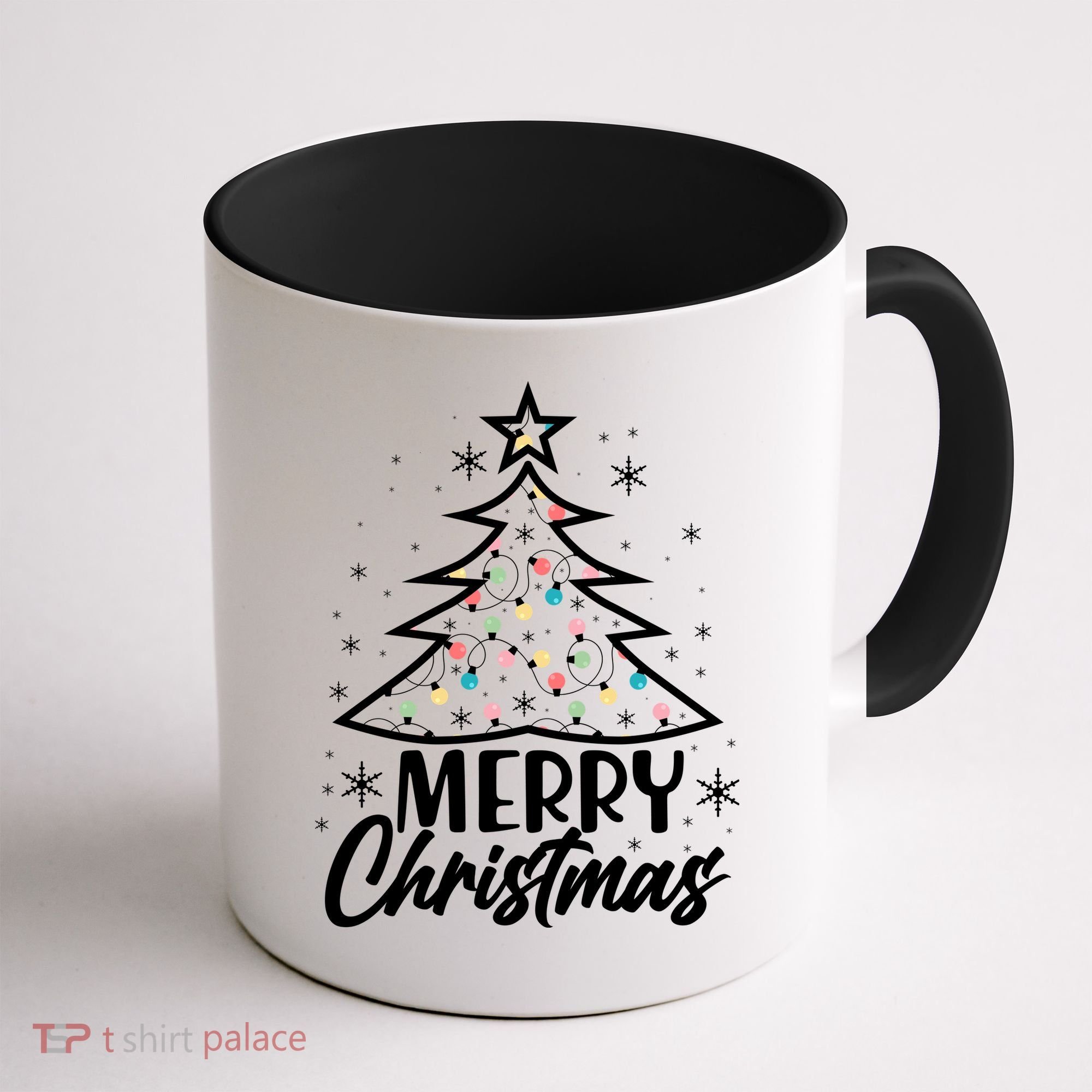 Cute Merry Christmas Tree Outline Coffee Mug