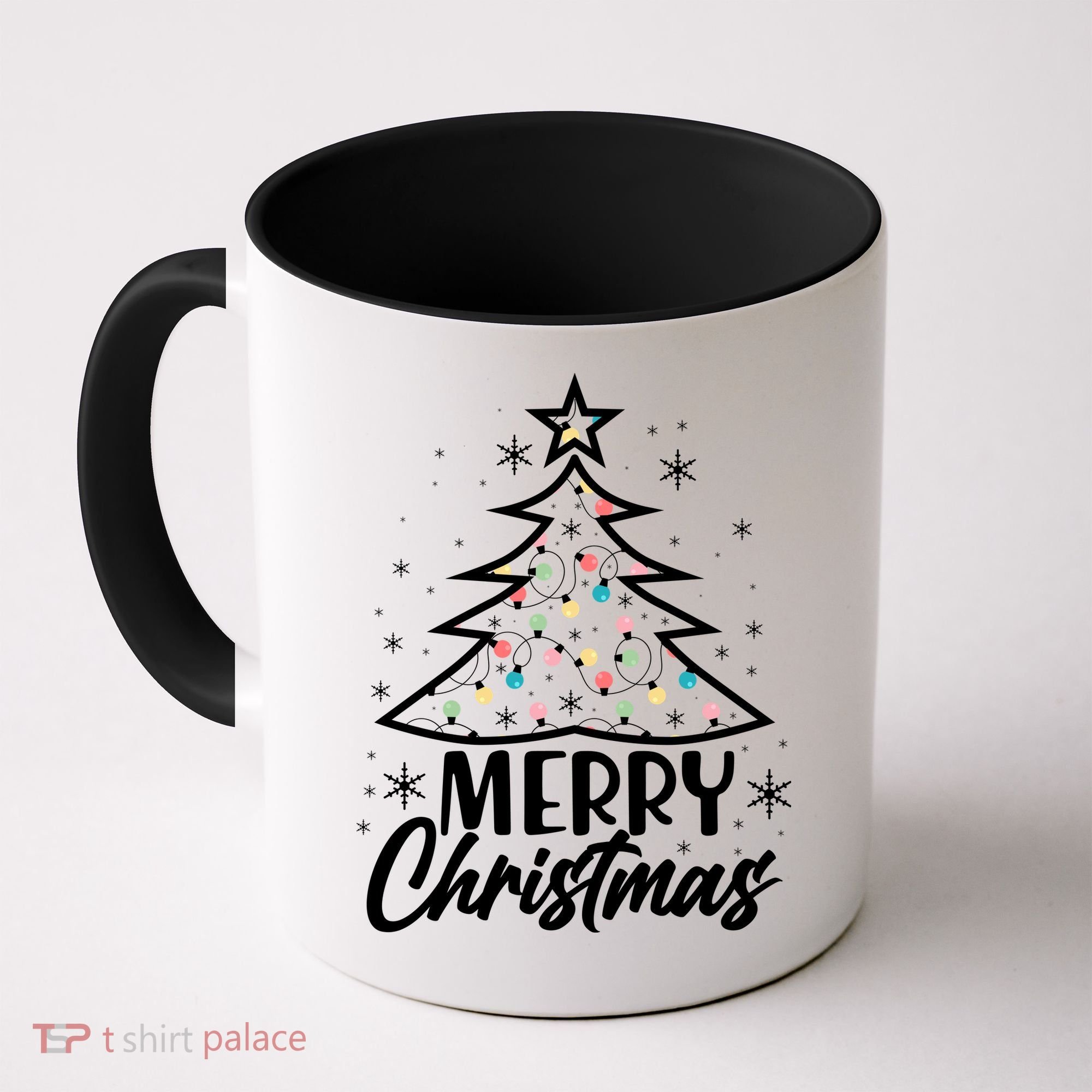 Cute Merry Christmas Tree Outline Coffee Mug