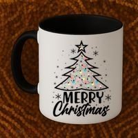 Cute Merry Christmas Tree Outline Coffee Mug thumb 2