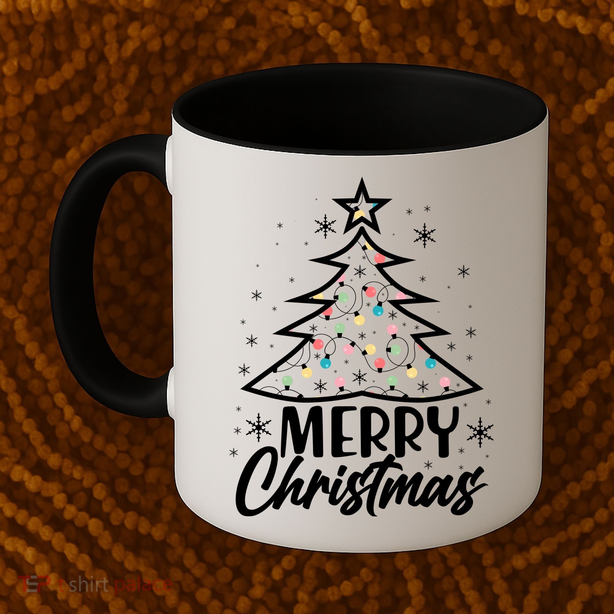 Cute Merry Christmas Tree Outline Coffee Mug