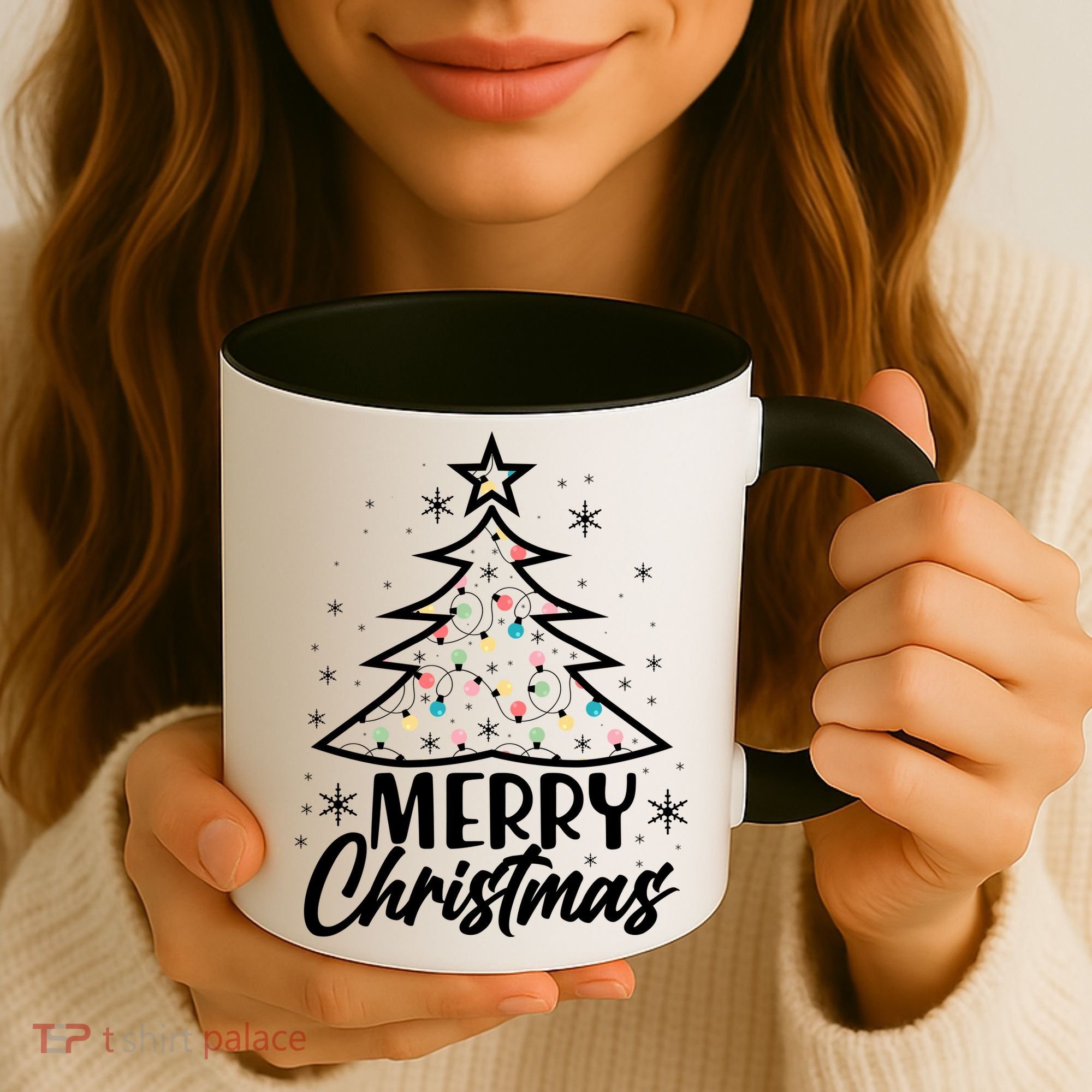 Cute Merry Christmas Tree Outline Coffee Mug
