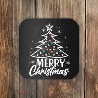 Cute Merry Christmas Tree Outline Coaster thumb 0