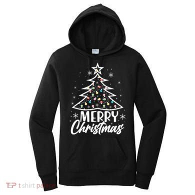 Cute Merry Christmas Tree Outline Women's Hoodie