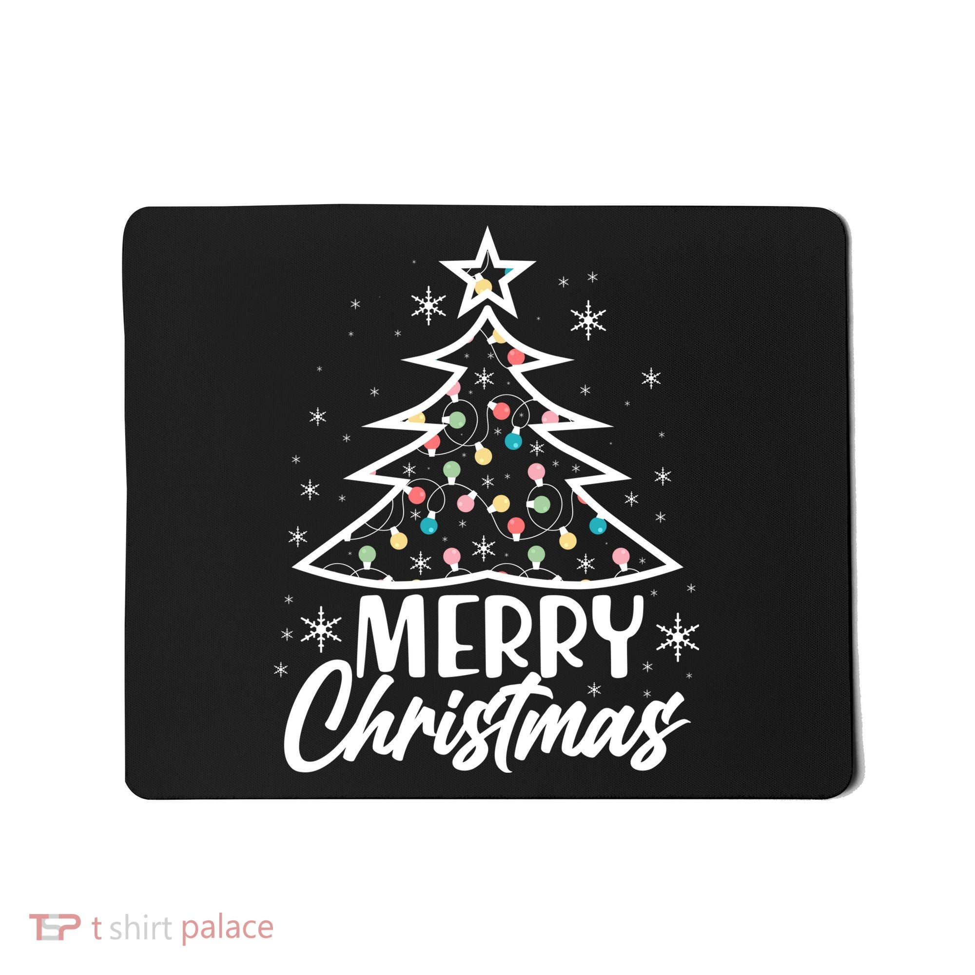 Cute Merry Christmas Tree Outline Mousepad