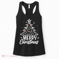 Cute Merry Christmas Tree Outline Women's Tank Top thumb 0