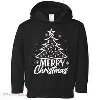 Cute Merry Christmas Tree Outline Toddler Hoodie thumb 0