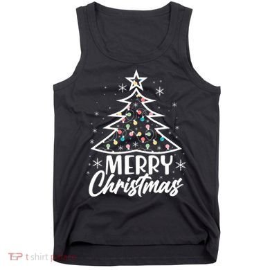 Cute Merry Christmas Tree Outline Tank Top