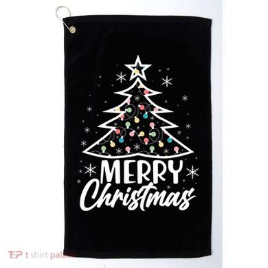 Cute Merry Christmas Tree Outline Golf Towel