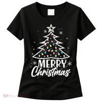 Cute Merry Christmas Tree Outline Women's T-Shirt thumb 0