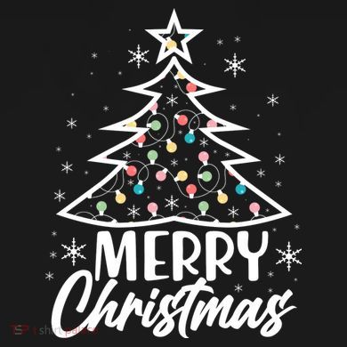 Cute Merry Christmas Tree Outline Kids Long Sleeve Shirt