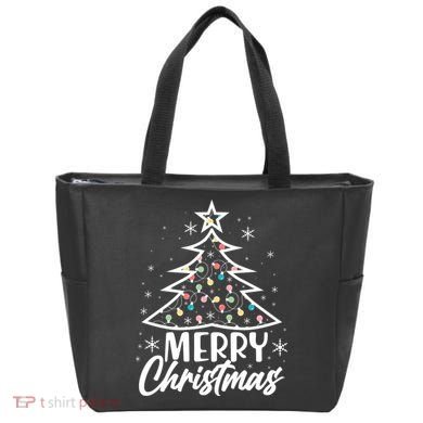 Cute Merry Christmas Tree Outline Tote Bag