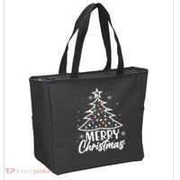 Cute Merry Christmas Tree Outline Tote Bag thumb 2