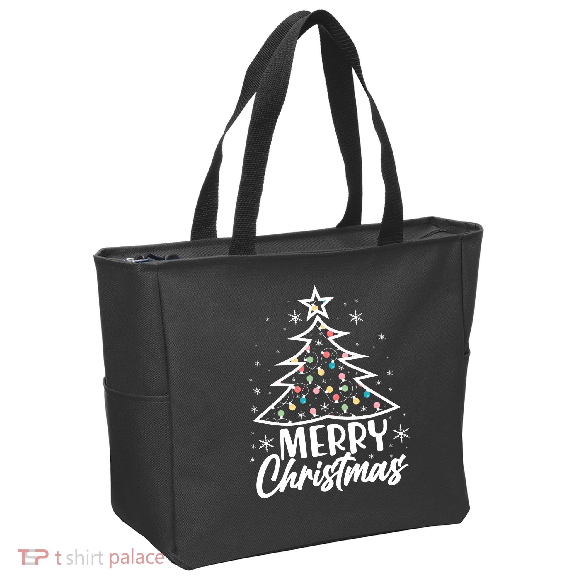 Cute Merry Christmas Tree Outline Tote Bag