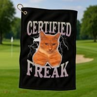 Cat Meme Certified Freak Golf Towel thumb 1