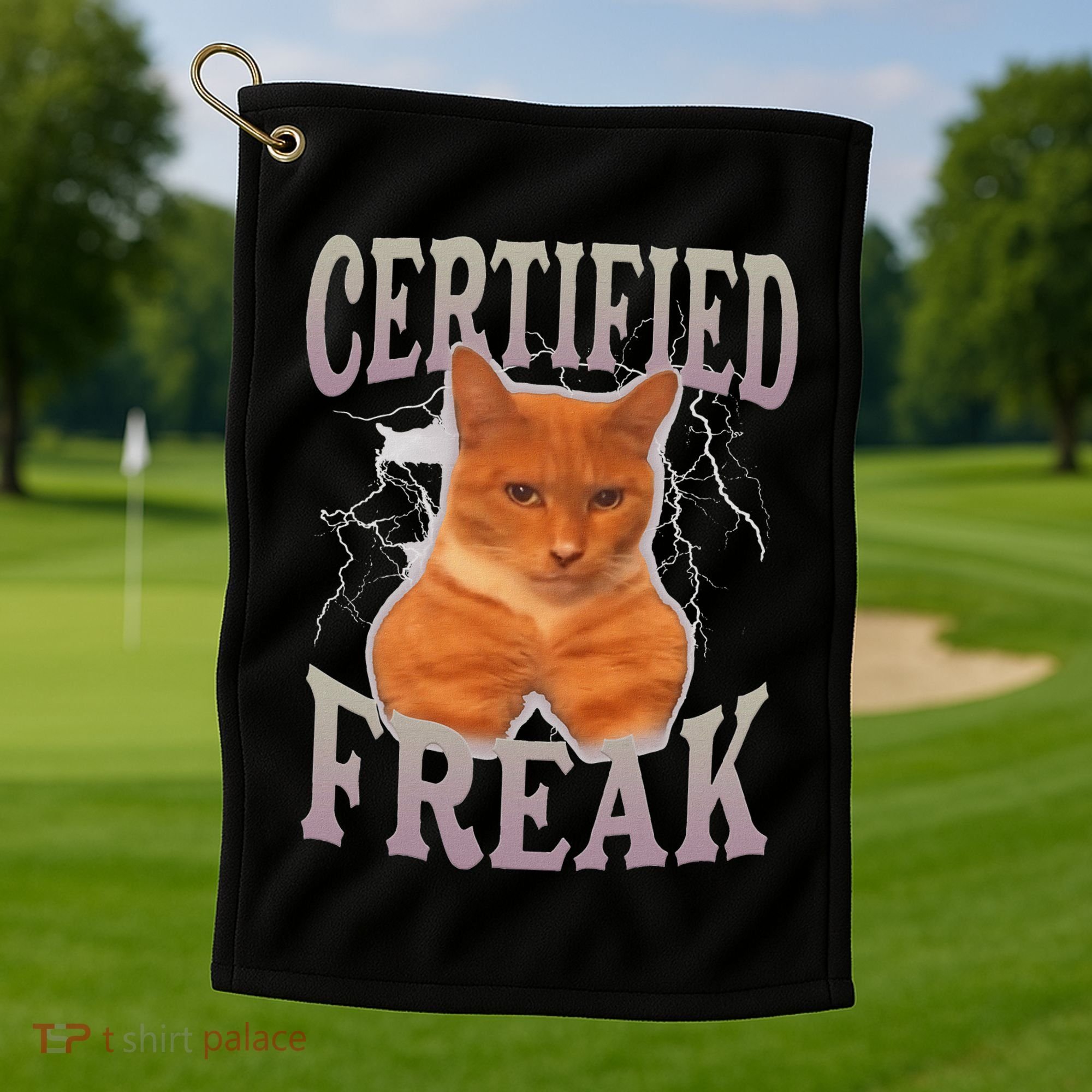 Cat Meme Certified Freak Golf Towel