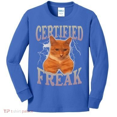 Cat Meme Certified Freak Kids Long Sleeve Shirt