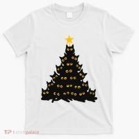 Christmas Meow Cute Cat T-Shirt thumb 0