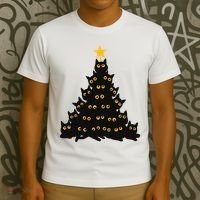 Christmas Meow Cute Cat T-Shirt thumb 3